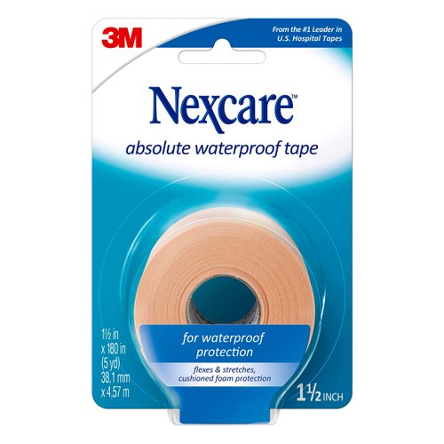Nexcare Absolute Waterproof Tape, Flexible Foam Medical Tape, Secures Dressing and Keeps Wounds Dry - 1.5 in x 5 yds, 1 Roll of Tape