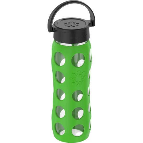 Lifefactory 22-Ounce BPA-Free Glass Water Bottle with Classic Cap and Protective Silicone Sleeve, Moss