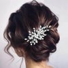 CASOLVX Bridal Hair Comb Pearl Crystal Hair Pieces Wedding Hair Headpieces for Brides Bridesmaids Women Girls （Silver）