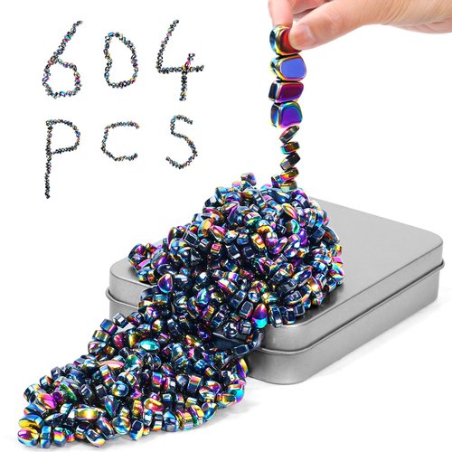 Magnetic Balls Fidget Toys Adults 600 PCS Mini Magnetic with Four Big Magnetic Putty Desk Toys,Fidget Toys for Adults, Office Desk Toys（Colorfully）