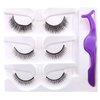 SLSXNL Reusable Self Adhesive Eyelashes Self Sticking Natural Look Without Glue - 3 Pairs Fluffy Wispy Self Adhesive Lashes Strip False Eyelashes with Tweezer