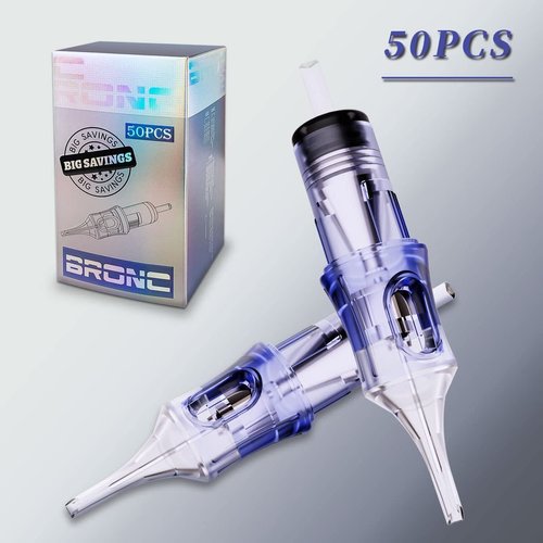 BRONC Assorted Tattoo Cartridge Needles 50pcs Mixed Tattoo Needle Cartridges Round Liner 0.35mm #12 Standard RL (3RL 5RL 7RL 9RL 11RL) for Rotary Tattoo Machine