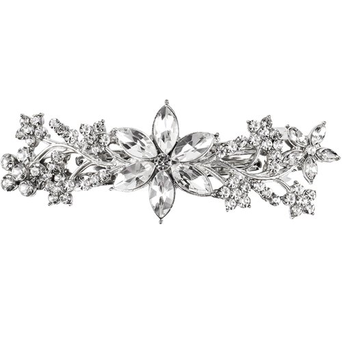 Vintage Crystal Hair Barrettes,Sparkly Glitter Crystal Rhinestones Flower Hair Clips French Style Hairpin Hair Accessories for Women Girls (White)