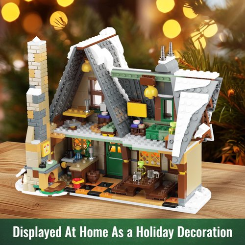 Mould King 16049 Christmas Cottage Building Blocks Kit, Christmas Village Snow House Building Model, Xmas Decoration Gifts Toys for Girls and Boys, Kids/Adult (766 PCS)