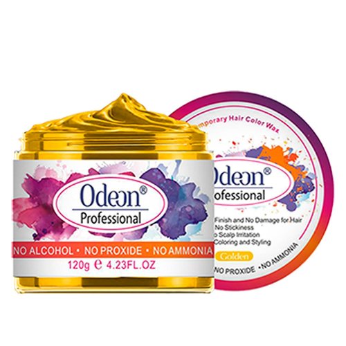 Odeon Temporary Hair Color Wax, Natural & Washable Hair Wax Color for Temporary Hair Dye with Beeswax & Tea Tree Extract - Easy To Use Temporary Hair Color for Kids & Adults, Gold, (4.23oz)
