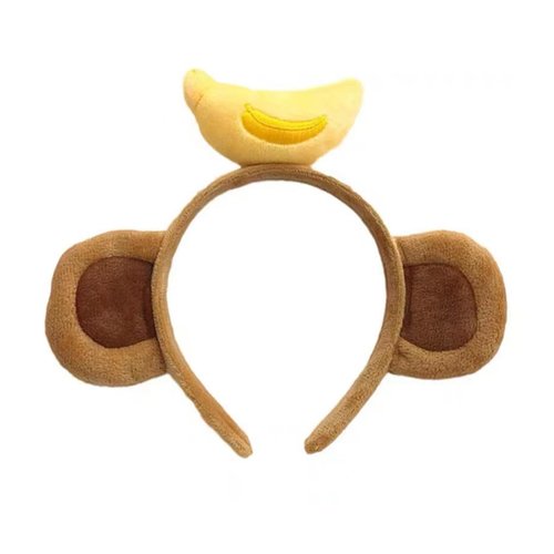 3 Pack Monkey Headband with Banana Crown, Animal Ears Hairband for Costume Accessories