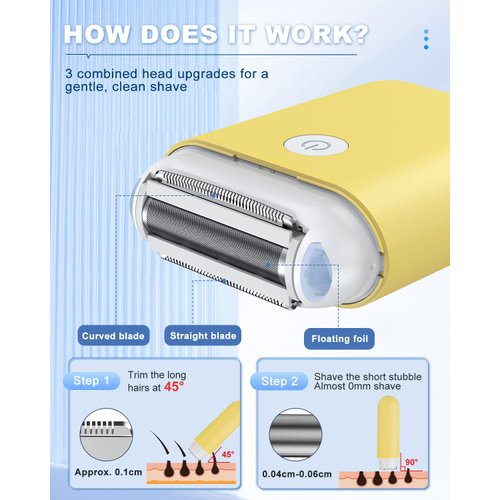 Electric Leg Shaver for Women, YBLNTEK Cordless Lady's Shaver, Womens' Electric Razor for Legs and Arms, Womens Body Hair Removal Trimmer, Waterproof Wet &Dry Shaver, USB Rechargeable