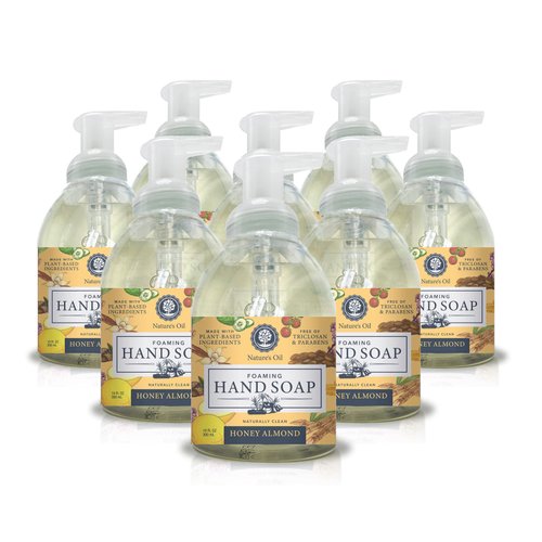 Nature's Oil Foaming Hand Soap, Honey Almond, 10 Fluid Ounces (Case of 8)