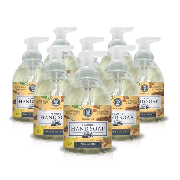Nature's Oil Foaming Hand Soap, Honey Almond, 10 Fluid Ounces (Case of 8)