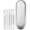 Stainless Steel Ear Curette Cleansing Kit - 6 Piece Set with Spiral Spring Pick Unclogger, Thorough Ear Wax Removal and Storage Case