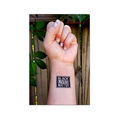 Black Lives Matter Temporary Tattoos. 1-1/2" W x 1-1/8" H.
