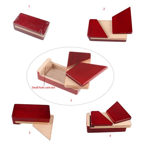 Gift Card Money Holder Puzzle Gift Case Box Big Secret Opening Impossible Box Puzzle Handmade 3D Brain Teaser Puzzle Magic Wooden Mysterious Box Gift Box Cube Game Box IQ Toys by AHYUAN (Natural)