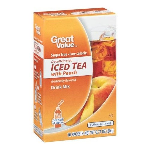 Great Value: Decaffeinated Iced Tea with Peach Drink Mix, .71 Oz (Pack of 2)