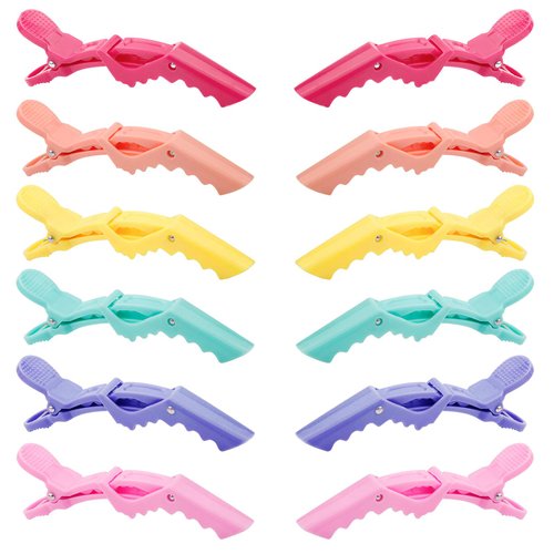 GLAMFIELDS 12 pcs Alligator Hair Clips for Styling Sectioning, Non-slip Grip Clips for Hair Cutting, Durable Women Professional Plastic Salon Hairclip with Wide Teeth & Double-Hinged Design