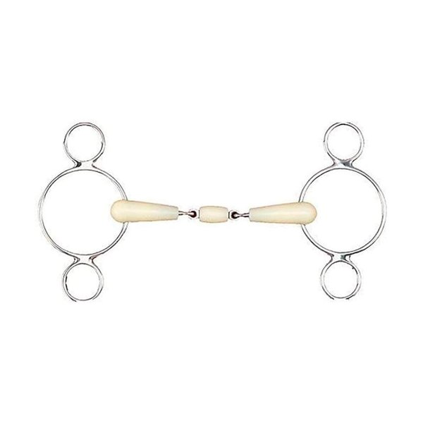 HAPPY MOUTH 2-Ring Double Jointed Roller Gag Bit - Apple Scented Durable Stainless Steel Rings Soft Polymer Middle Horse Riding Continental Dutch Gag Bit, 5