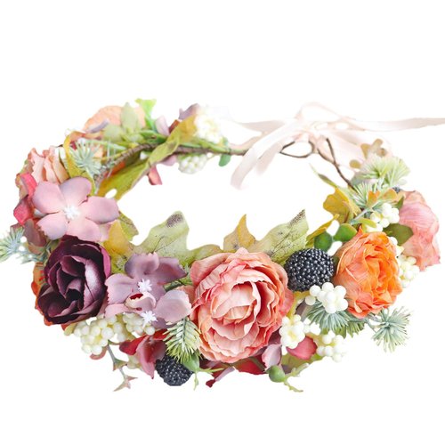 Trepveter Floral Garland Crown Boho Flower Headband Hair Wreath Floral Headpiece Halo Cosplay Hal...