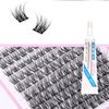 120 Pieces Eyelash Clusters - Wispy Lash Clusters, Individual Lashes, Mixed Lash Clusters, False Eyelash Extensions, DIY Lash Extension for Self Application, C Curl- 50D - 0.05D - 10-14mm, With Glue