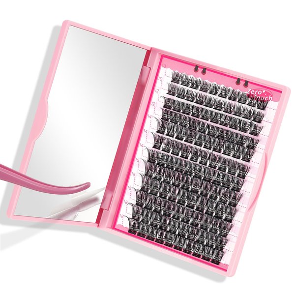 Lash Clusters, 120 Pcs Individual Cluster Lashes DIY Lash Extension Zero C-10-18mix Eyelash Clusters Volume Wispy Lashes Super Thin Band Reusable Soft & Comfortable(Featherlight-C-10-18 mix)