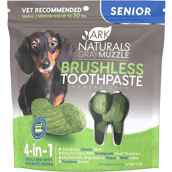 Ark Naturals Gray Muzzle Brushless Toothpaste, Senior Dog Dental Chews for Small & Medium Breeds