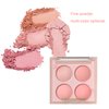 Matte Blush Powder Palette, Blending Mood Cheek, 4 Blendable Shades Korean Fairy Pink Blusher in Lightweight Smooth Powder, Vegan Makeup (Strawberry 1#, 1.84 ounces)