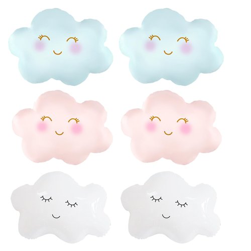 6PCS Cloud Balloons Foil Mylar Smile Cloud Balloons for Baby Shower and Birthday Party Decorations Supplies