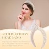 FASOTY 50th Birthday Pearl Crown 50th Birthday Tiara for Women Happy Birthday Headband with Rhinestones 50th Birthday Presents for Her Birthday Accessories for Women 50th Birthday Decorations