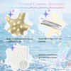 JELUTAR 3 Pcs Starfish Hair Clips Set, Mermaid Costume Accessories with Face Body Glitter and Pearl Stickers for Women Girls, Perfect for Halloween and Cosplay, White Glitter Combo