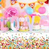 durony 2 Pieces Confetti Sprinkle Tablecloth Disposable Plastic Rectangle Sweet Candy Party Table Cover for Birthday Wedding Party Ice Cream Theme Party Supplies