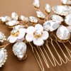 Foyte Crystal Wedding Hair Comb Flower Bride Headpiece Gold Rhinestone Hair Piece Bridal Side Hair Accessories for Women and Bride