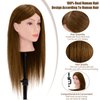 Mannequin Head 26" 100% Real Hair, Doll Head for Hair Styling & braiding with Table Clamp Holder + DIY Hair Styling Set, Mannequin Head for Cosmetology Training Head and Stylist Supplies（Light brown）