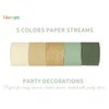 Kiwayo Paper Streamers Sage Green & Gold Party Decorations (5 Rolls) for Camp Bachelorette, Baby Shower, Wedding, Bridal Shower, Engagement Woodland Party Supplies Décor- Crepe Paper Craft