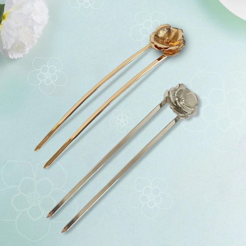 YFKEJI 2 PCS Hair Pins for Women, U Shaped Hair Pins, Hair Fork, Metal French Hair Pins for Women, French Pins for Thick Hair, Metal Hair Pin for All Hair Types, Gold & Silver(C#)
