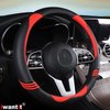 Iwantit® Steering Wheel Cover, Carbon Fiber&Perforated Leather with Anti-Slip Rubber Ring, Steering Wheel Protector, Universal Fit 14.5-15 inches for Cars,SUV (Passion Red)