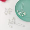 QUEOUNR Pearl Hair Clips, 3PCS Wedding Hair Pins Bridal Decorative Hair Accessories Head-piece for Brides Bridesmaid Prom Women Girls Silver,H27