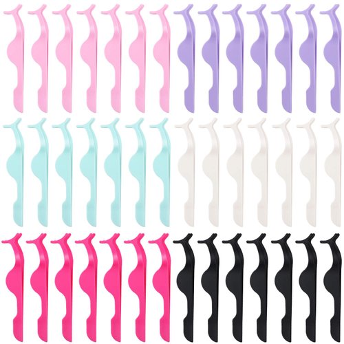 42 Pieces False Eyelashes Applicator Tool Individual Package Plastic Eyelash Extension Tweezers E...