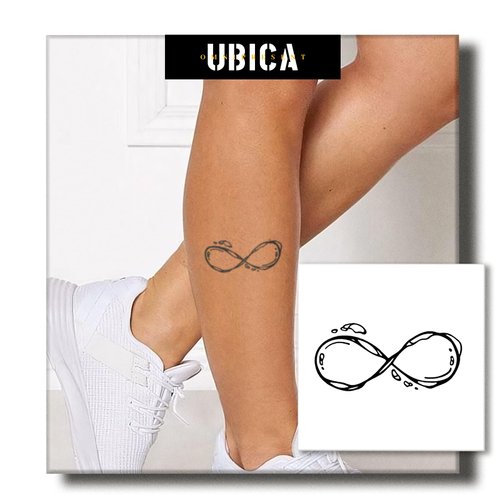 UBICA Temporary Tattoos Adult, 2 Sheets Fake Tattoos, Realistic And Long-Lasting Non-Reflective, Waterproof For 1-2 Weeks, Water Drops Infinity Symbol 3x3in