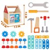 Wooden Kids Tool Set Toddler Tool Box with Door Latch Lock Wood Tool Kit Construction Toys Stem Montessori Educational Pretend Play Tool Toy Birthday Gift for Toddlers Boys Girls