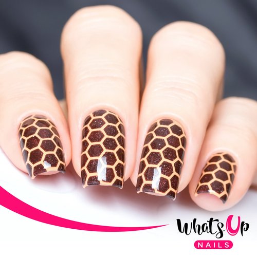 Whats Up Nails - Honeycomb Nail Vinyl Stencils for Nail Art Design (1 Sheet, 12 Stencils)