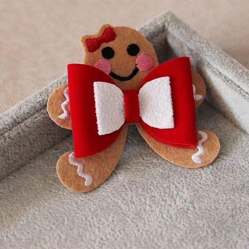 Christmas Red Hair Bows for Girls Christmas Reindeer Antlers Hair Clips Hair Accessories Glitter Deer Antlers Design Hair Bows Hair Barrettes for Hair Styling 2Pcs (Gingerbread Man)