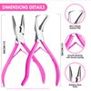 Beauty & Crafts Hair Extension Tools- Stainless Steel Pliers Set for Micro Beads- 1 Crochet Needle 1 Pulling Hook with Tail Comb- Micro Links Tool Kit with Leather Pouch- (Pink)