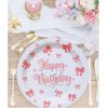 Ocodio 40 Pcs 9 Inch Pink Bow Party Plates, Bow Theme Birthday Party Decorations Party Supplies,Coquette Birthday Decortions