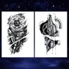 Oottati 6 Sheets Temporary Tattoo Stickers Muscle Men Black 3D Mechanical Metal Arm Hollow Gear Shoulder Leg