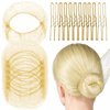FANDAMEI 20PCS Hair Nets Invisible and 40PCS U Shaped Hair Pins Set, 20PCS 50cm Hair Nets for Bun Gold Elastic Edge Mesh and 40pcs Hair Bun Pins for Women, girls, Ballet Bun Maker Dance (Gold)
