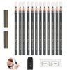 Brow Pencil Mapping Kit 12pcs Microblading Eyebrows Pencil 1pc Permanent Makeup Eyebrow Pencil Duckbill Sharpener 2pcs Razors 10pcs Eyebrow Mapping Stickers (Grey Pencil)
