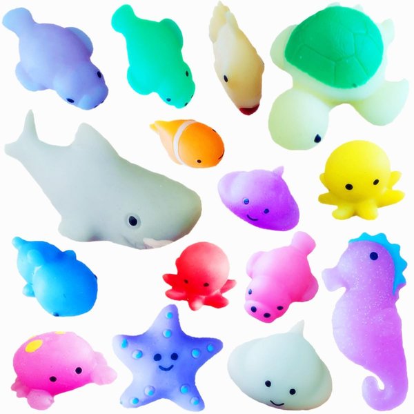 50 Packs Bulk Squeeze Ocean Classroom Students Gifts Rainbow Fidgets Gifts From Teacher, Mini Squishy Animal Holiday Rewards Party Favors for Kids
