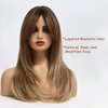 Long Brown Wig for Women Curtain Bangs Wig Layered Shoulder Length Heat Resistant Synthetic Wigs for Women with Bangs 24 IN