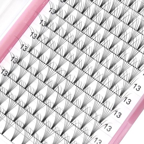 Premade Fans Eyelash Extensions Short Stem 6D-C-0.10-18 Premade Volume Eyelash Extensions .07 .10 C D Curl Pre made Lash Fans Volume Lash Extensions (6D-C-0.10,18mm)