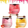 TIRDET 3PCS Bee Lip Balm Honey Pot, Exfoliating Honey Strawberry Watermelon Bee Lip Balm Sleeping Lip Mask Overnight with Sticks, Honey Pot Lip Balm Prevention Dry Hydrating and Crack Lip Scrubs