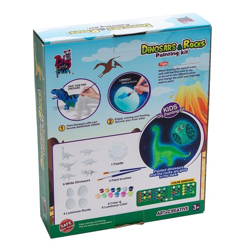 Fun Express DIY Glow in The Dark Dinosaur Sculpture and Rock Painting Kit for Kids, All in One Kids Craft Kit, Birthday and Everday Gifts, Great for Creative Acitivity for Home and School