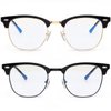 NSSIW Blue Light Glasses for Women and Men, Advanced Computer Glasses, Gaming Glasses, Semi Rimless with Blue Light Blocking, 11 Glossy Black/Golden Rim + Glossy Black/Black Rim, M